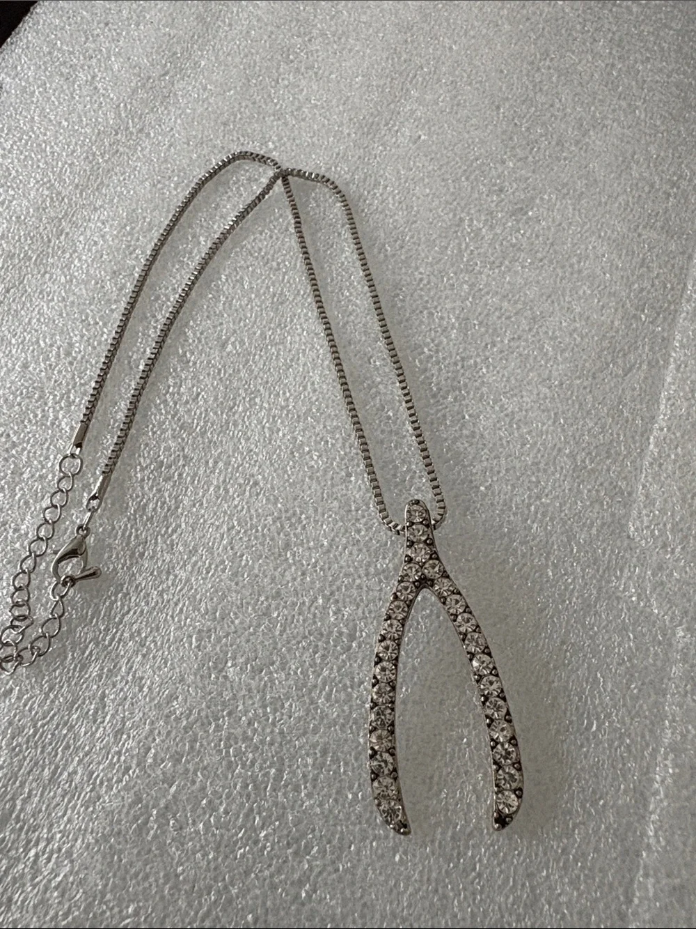Silver Crystal Wishbone Pendant Necklace - Elegant Women’s Jewelry